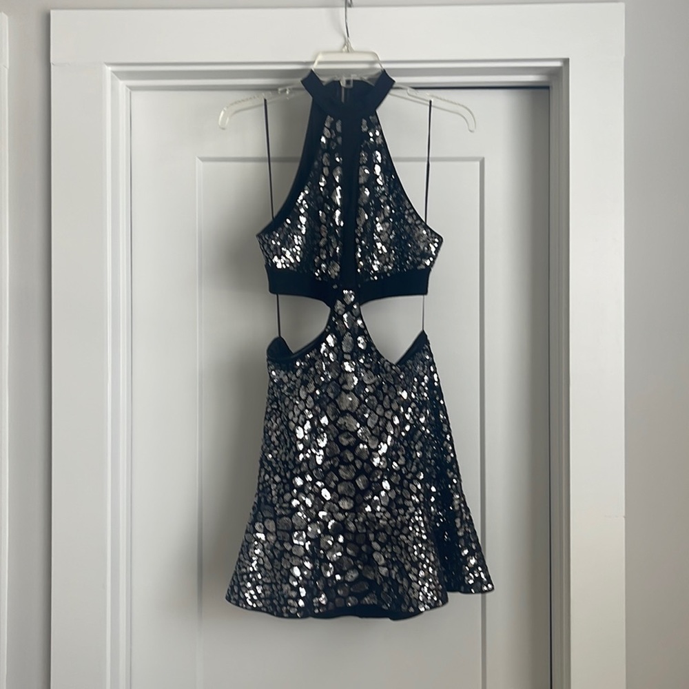 Express Leopard Sequin Metallic Dress